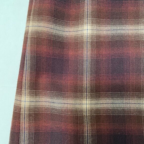 JONES WEAR Skirt Size 10 Pleated Knee Length Brown Plaid Lined Zip Back Stretch - Picture 3 of 12